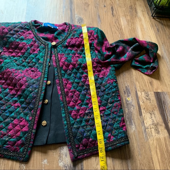 Vintage 80s Quilted Floral blazer size M - Picture 6 of 7